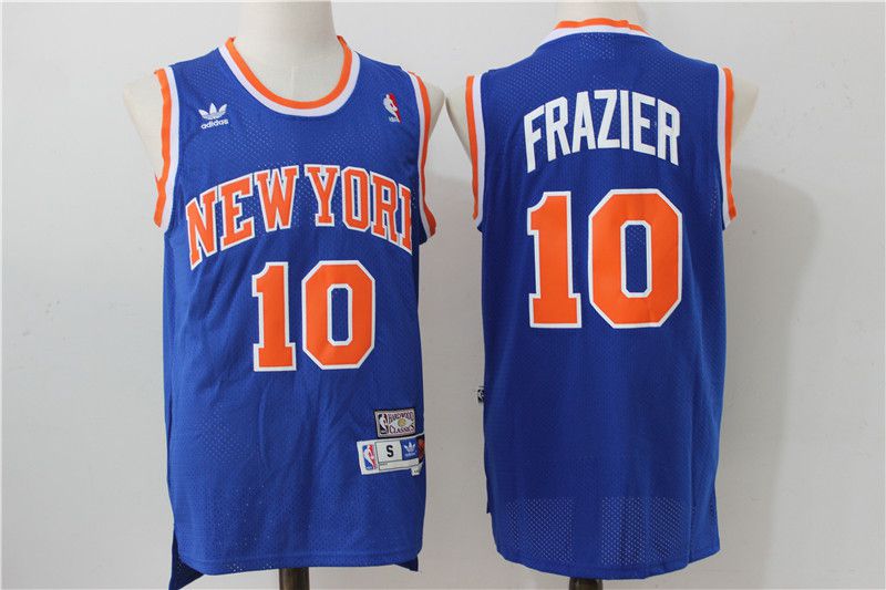 Men New York Knicks #10 Frazier Blue Adidas NBA Jersey